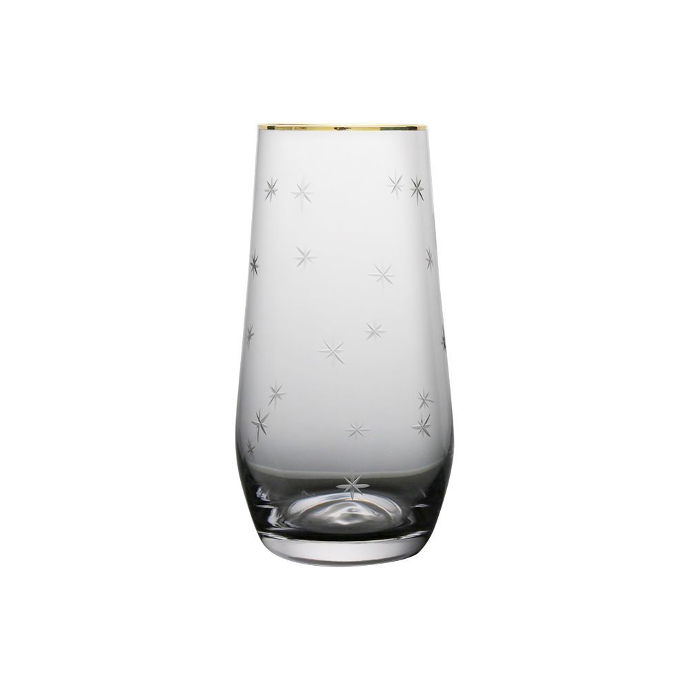 Crystal tumbler with snowflake engraving and gold rim