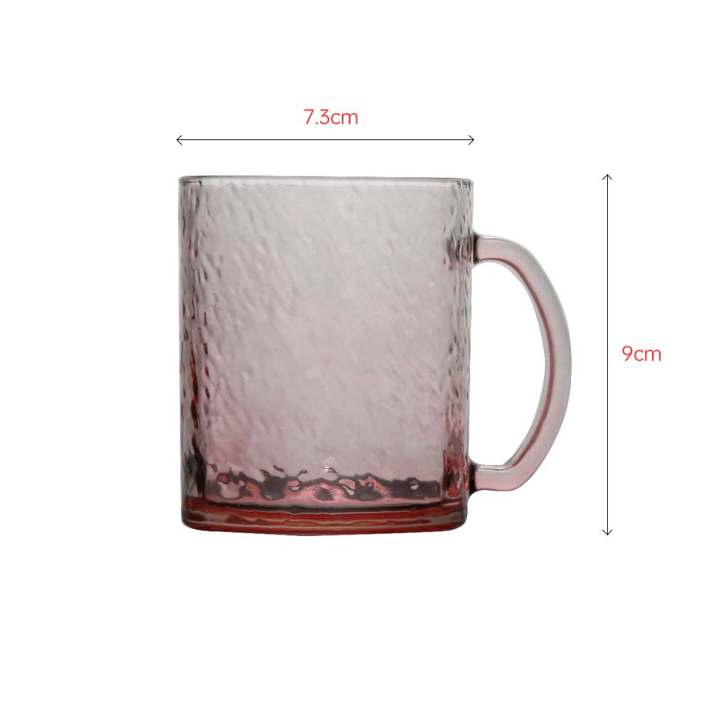 Candy color glass cup with unique texture outside