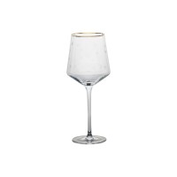 Luxury red wine glass with elegant gold rim painting and laser flower