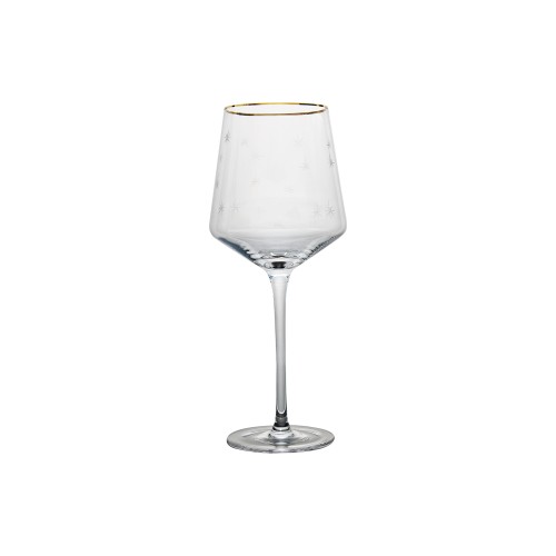 Luxury red wine glass with elegant gold rim painting and laser flower