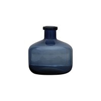 Blue colored glass round vase bottle