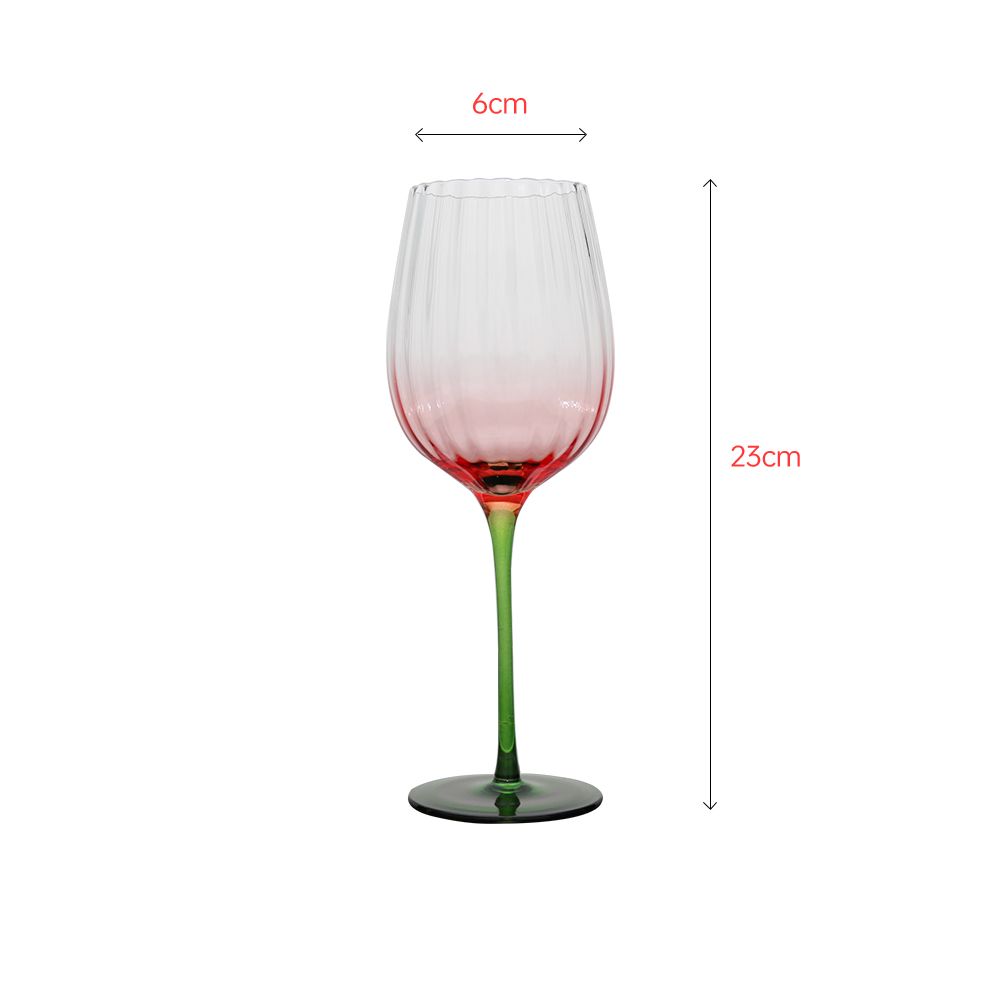 Colorful wine glass with double color and vertical texture inside