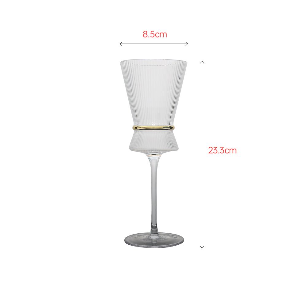 Luxury crystal wine glass with special gold belt in miidle