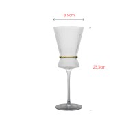 Luxury crystal wine glass with special gold belt in miidle