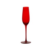 Mouth-blown champagne glass goblet with spraying red color