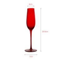 Mouth-blown champagne glass goblet with spraying red color
