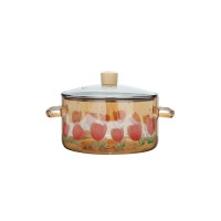 Double-ear amber tulip decals glass pot