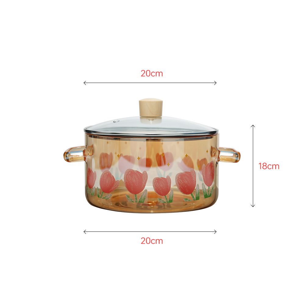 Double-ear amber tulip decals glass pot