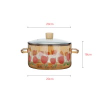Double-ear amber tulip decals glass pot