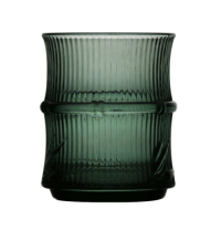 Bamboo green colored glass tumbler set