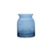 Blue colored glass round vase bottle