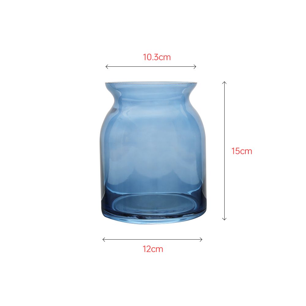Blue colored glass round vase bottle