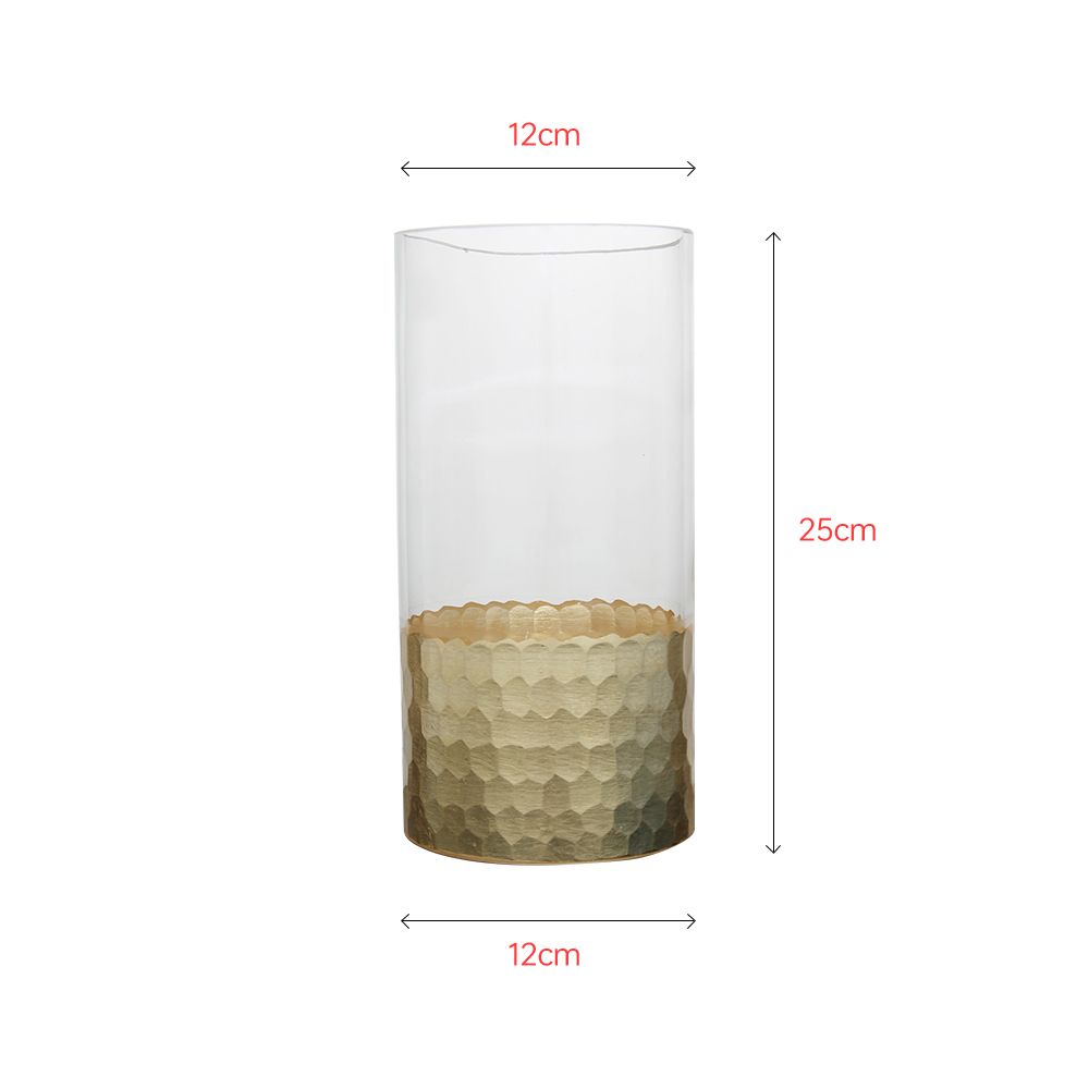 Clear high vase with special decoration design in the bottom part