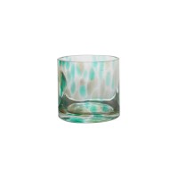 Green colored glass with colored dot tumbler