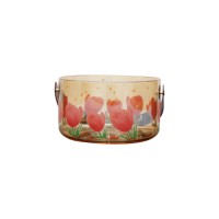 Amber  tulip glass basket with handle