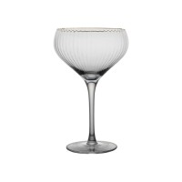 Luxury crystal cocktail glass with elegant gold rim and vertical texture design