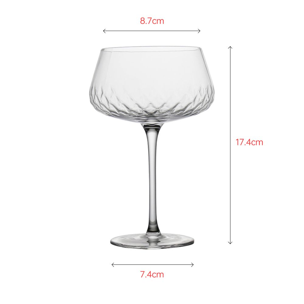 Luxury goblet cocktail glass with diamond texture in body