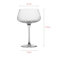 Luxury goblet cocktail glass with diamond texture in body