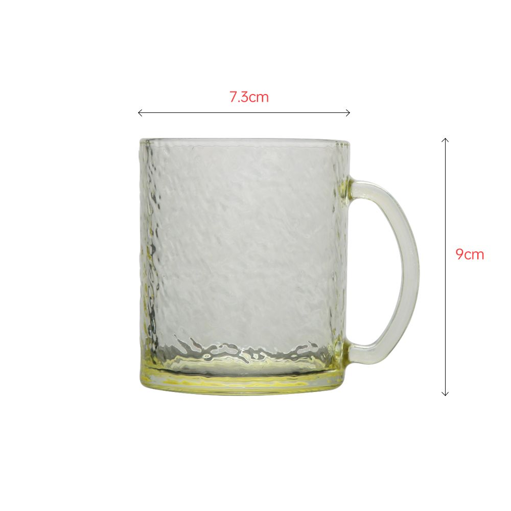 Candy color glass cup with unique texture outside