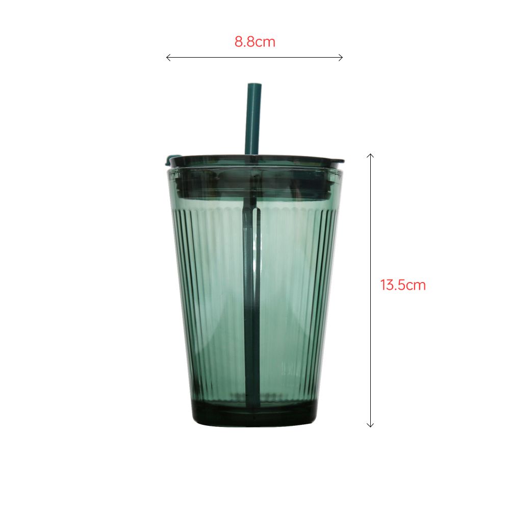 Colored glass elegant green tumbler with straw