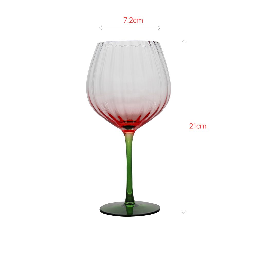 Colorful wine glass with double color and vertical texture inside