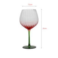 Colorful wine glass with double color and vertical texture inside