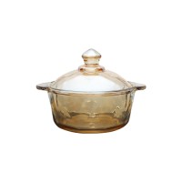 Double-ear amber glass pot