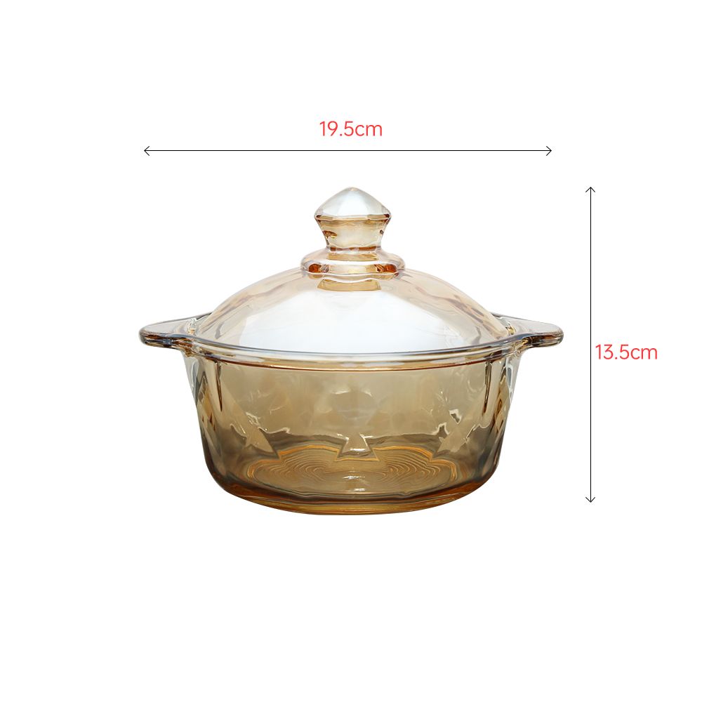 Double-ear amber glass pot