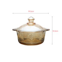 Double-ear amber glass pot